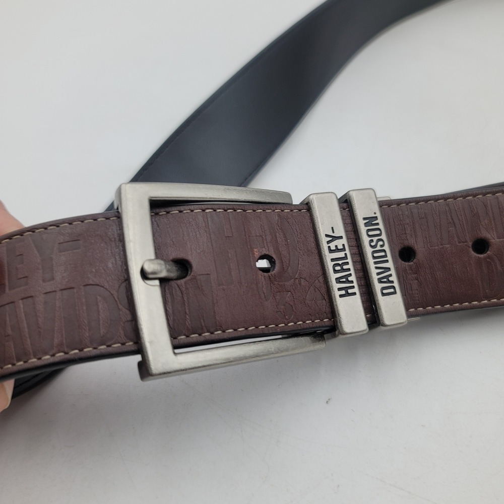 Harley-Davidson Mens Reversible Belt Black Brown Embossed Logo 42 HDMBT11542